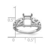 14k White Gold 8x6mm Emerald-cut Gemstone Ring Mounting