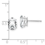 14k White Gold 8x6mm Oval Cubic Zirconia Earrings