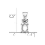 14k White Gold 8x6mm Oval Gemstone Pendant Mounting