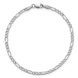 14K White Gold 9 inch 2.5mm Semi-Solid Figaro with Lobster Clasp Chain