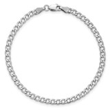 14K White Gold 9 inch 3.35mm Semi-Solid Curb with Lobster Clasp Anklet