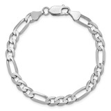 14K White Gold 9 inch 6mm Flat Figaro with Lobster Clasp Chain