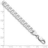 14K White Gold 9 inch 7.25mm Flat Beveled Curb with Lobster Clasp Chain