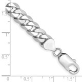 14K White Gold 9 inch 8mm Flat Beveled Curb with Lobster Clasp Chain