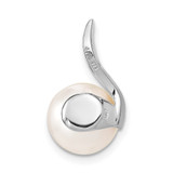 14k White Gold 9-10mm White Button FWC Pearl and Diamond Pendant