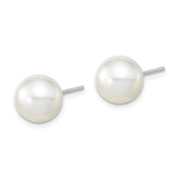 14k White Gold 9-10mm White Round South Sea Saltwater Cultured Pearl Post Earrings