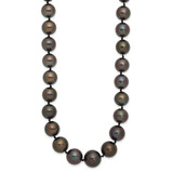 14k White Gold 9-12mm Black Semi-Round Tahitian Saltwater Cultured Pearl Graduated 19 inch Necklace