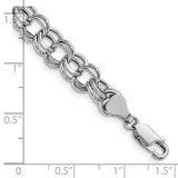 14k White Gold 9mm Hollow Double Link 8.25 inch Charm Bracelet
