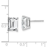 14k White Gold 9x7mm Emerald Cut Cubic Zirconia Earrings