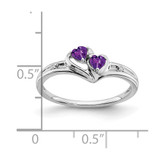 14k White Gold Amethyst and Diamond 2-stone Heart Ring - RM-056D4BF3-4843