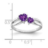 14k White Gold Amethyst and Diamond 2-stone Heart Ring - RM-9A374CC0-7135