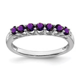 14k White Gold Amethyst and Diamond 7-stone Ring