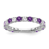 14k White Gold Amethyst and Diamond Band
