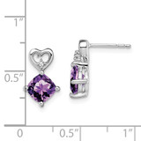 14k White Gold Amethyst and Diamond Heart Earrings - EM-82BD8F4D-5472