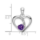 14k White Gold Amethyst and Diamond Heart Pendant - PM-02BE0502-3505