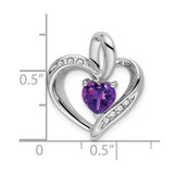 14k White Gold Amethyst and Diamond Heart Pendant - PM-1E0E6837-2990