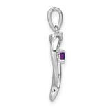 14k White Gold Amethyst and Diamond Heart Pendant - PM-20E80A43-7389