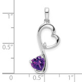 14k White Gold Amethyst and Diamond Heart Pendant - PM-C50A4A87-2501