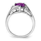 14k White Gold Amethyst and Diamond Heart Ring - RM-874C738C-5396