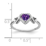 14k White Gold Amethyst and Diamond Heart Ring - RM-B25D09E2-9622