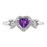 14k White Gold Amethyst and Diamond Heart Ring - RM-B25D09E2-9622