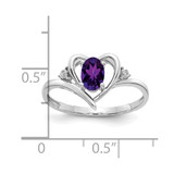 14k White Gold Amethyst and Diamond Heart Ring - XB-E9618C89-5401