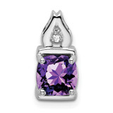 14k White Gold Amethyst and Diamond Pendant - PM-1B06C893-3477