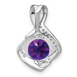 14k White Gold Amethyst and Diamond Pendant - PM-25BAE5F2-9402
