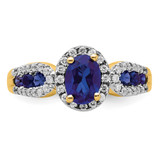 14k 1/3 carat Lab Grown Diamond VS/SI+ G+ and Oval Lab Created Blue Sapphire Ring