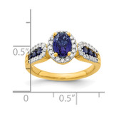 14k 1/3 carat Lab Grown Diamond VS/SI+ G+ and Oval Lab Created Blue Sapphire Ring