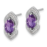 14k White Gold Amethyst and Diamond Post Earrings - EM-A5243390-8090