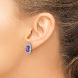 14k White Gold Amethyst and Diamond Post Earrings - EM-A5243390-8090