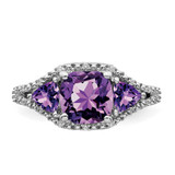 14k White Gold Amethyst and Diamond Ring - RM-7D0402D4-9160