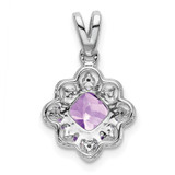 14k White Gold Amethyst and Diamond Scalloped Pendant