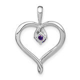 14k White Gold Amethyst Heart Pendant