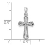14K White Gold Beaded Trim Cross Charm