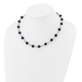 14k White Gold Black and White Semi-Round Freshwater Cultured and Mirror Bead 18 inch Necklace