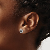 14k White Gold Black/White Diamond Cluster Post Earrings