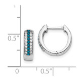 14k White Gold Blue and White Diamond Hinged Hoop Earrings - EM-423B6A5D-9422