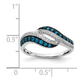 14k White Gold Blue and White Diamond Swirl Ring