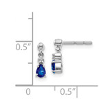 14k White Gold Blue Sapphire and Diamond Dangle Post Earrings