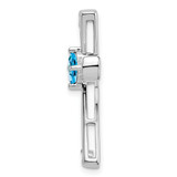 14k White Gold Blue Topaz and Diamond Cross Chain Slide - PM-47A70C91-6367