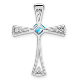 14k White Gold Blue Topaz and Diamond Cross Chain Slide - PM-47A70C91-6367