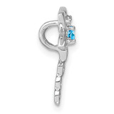 14k White Gold Blue Topaz and Diamond Dragonfly Chain Slide