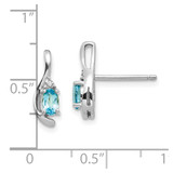 14k White Gold Blue Topaz and Diamond Post Earrings - XB-ADA34584-5918
