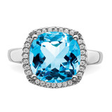 14k White Gold Blue Topaz and Diamond Ring - RM-8E9C13B1-1133