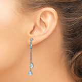 14k White Gold Blue Topaz Dangle Earrings - YE-15A4162C-4011
