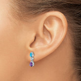 14k White Gold Blue Topaz/Amethyst/Diamond Earrings