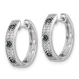 14k White Gold Blue/White Diamond Hinged Hoop Earrings - EM-48537BED-6975