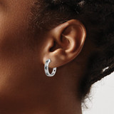 14k White Gold Blue/White Diamond Hinged Hoop Earrings - EM-48537BED-6975